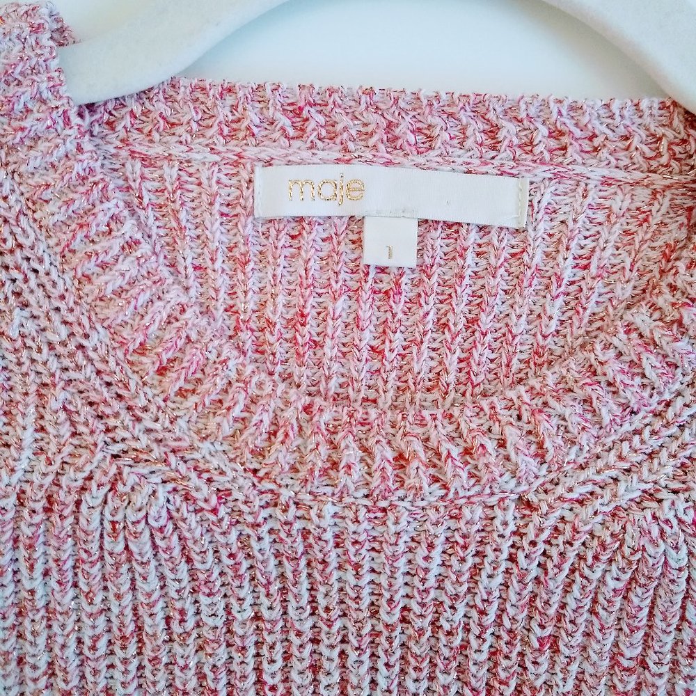 MAJE ROSE SHIMMER CROPPED SWEATER PULLOVER SZ 1 (XS-S) - Picture 5 of 16